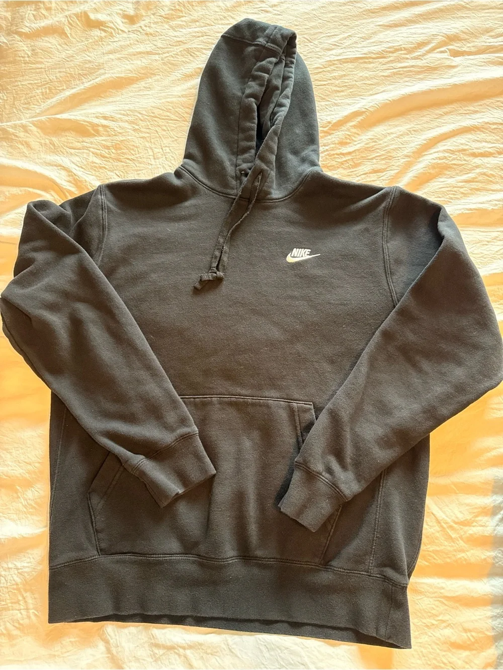 Nike Black Hooded Pullover Sweatshirt with White Swoosh